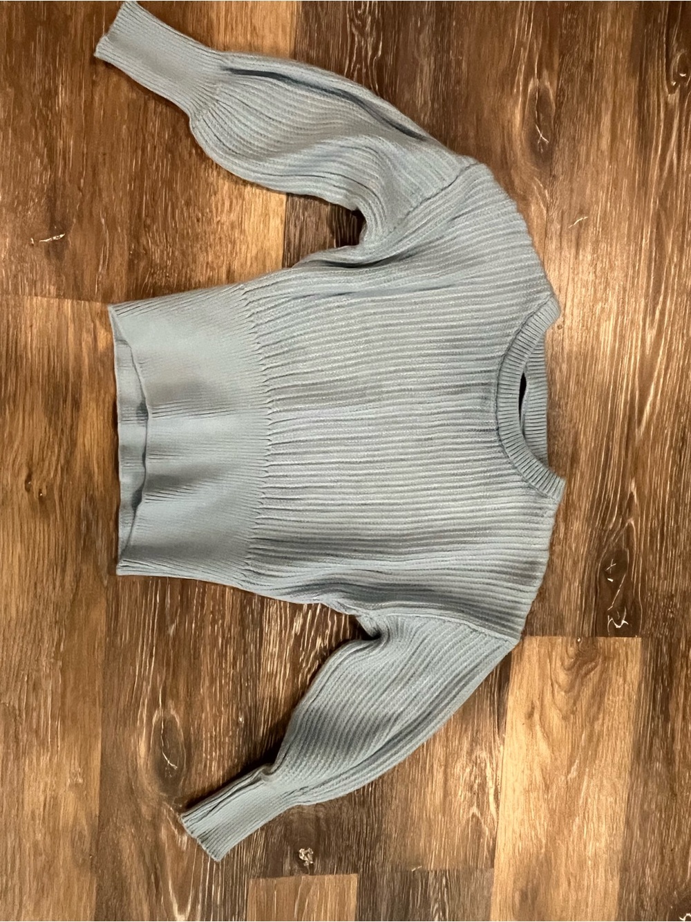 Ribbed Crewneck Sweater in Light Blue